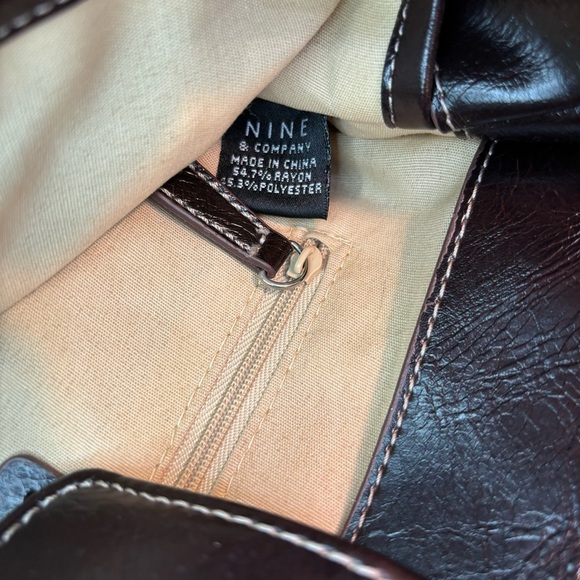 Nine & Co. Shoulder Bag Brown Tan Geometric Silver-Tone Hardware Classic - Picture 15 of 16
